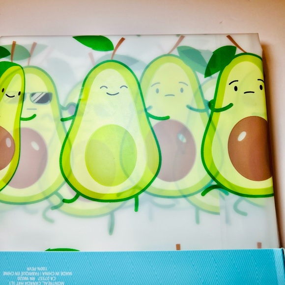 Avocado Dudes Peva Shower Curtain Hat Sunglasses Mustache Fun - Picture 10 of 16